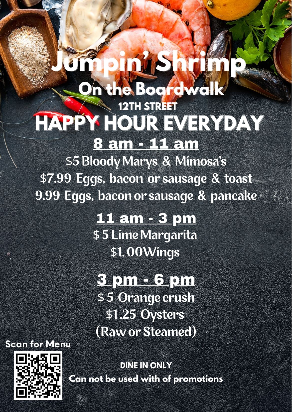 Jumpin' Shrimp on the Virginia Beach Oceanfront, Boardwalk, Seafood Boil Happy Hour