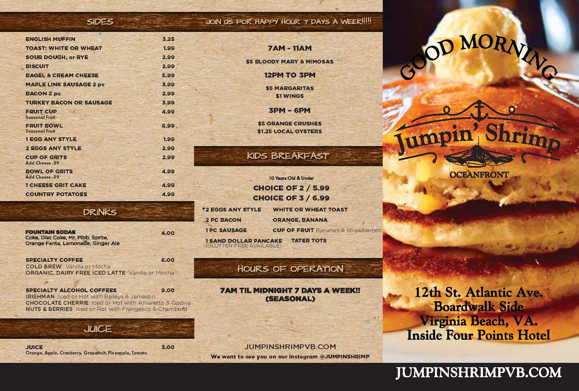 Jumpin' Shrimp on the Virginia Beach Oceanfront, Boardwalk, Seafood Boil Happy Hour